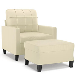 vidaXL Fauteuil avec repose-pied Crème 60 cm Similicuir