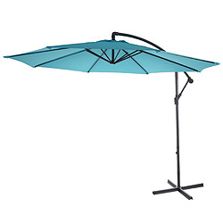 Decoshop26 Parasol déporté protection solaire Ø 3m inclinable polyester/acier 11kg bleu sans support 04_0000949