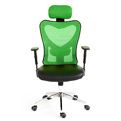 Decoshop26 Fauteuil chaise de bureau sur roulettes pivotante appui tête accoudoirs synthétique vert 04_0001901