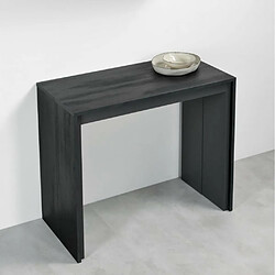 Inside 75 Table console extensible FORDA noir charbon/cadre gris ardoise largeur 90cm