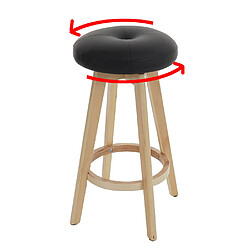 Avis Decoshop26 Tabouret de bar chaise de comptoir x1 avec repose-pieds pivotant en PVC noir et bois clairs 04_0008595