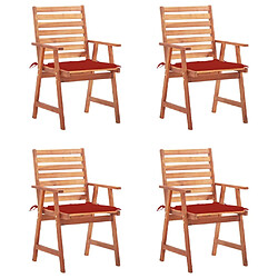 vidaXL Chaises à manger d'extérieur lot de 4 et coussins Acacia massif 