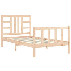 Maison Chic Cadre/structure de lit et tête de lit pour adulte - Lit Moderne Chambre 100x200 cm bois massif -MN58305 pas cher