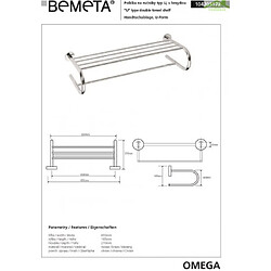 Bemeta - Maison De La Tendance Tablette porte-serviette en forme U OMEGA en chrome 65,5x16,5x27cm