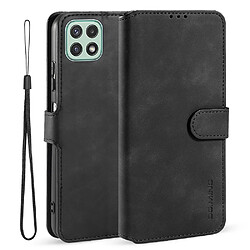 Dg.Ming Etui en PU + TPU style rétro avec support et sangle noir pour votre Samsung Galaxy A22 5G (EU Version)