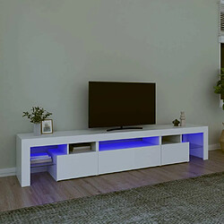 Maison Chic Meuble TV avec lumières LED, Banc TV pour salon, Meuble de rangement Blanc 215x36,5x40 cm -GKD25693