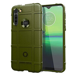 Coque en TPU texture de grille carrée anti-choc épaissir vert armé pour votre Motorola Moto G8