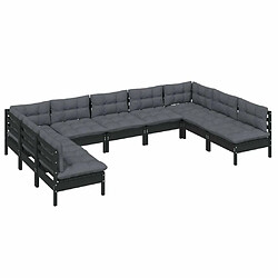 Avis Maison Chic Salon de jardin 9 pcs + coussins - Mobilier/Meubles de jardin - Table et chaises d'extérieur Noir Bois de pin solide -MN92715