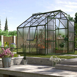 Vitavia Serre de jardin en polycarbonate 4 mm et aluminium vert emeraude avec embase Jupiter Longueur de 258 cm.