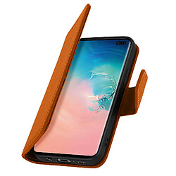 Avizar Housse Samsung Galaxy S10 Plus Cuir Porte-carte Fonction Support Premium marron