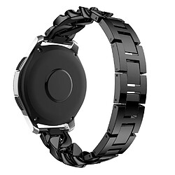 Bracelet en métal rangée simple 20mm avec strass, noir pour votre Samsung Galaxy Watch 4 40mm/44mm/Watch 4 Classic 42mm/46mm/Garmin Venu