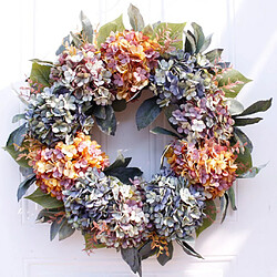 Grande couronne d'hortensia colorée de 22 ""ronde automne hiver porte d'entrée couronne Festival noël fait main guirlande guirlande suspendus ornement