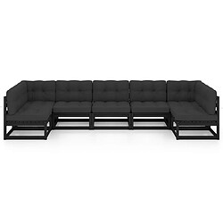 Avis Maison Chic Salon de jardin 7 pcs + coussins - Mobilier/Meubles de jardin - Table et chaises d'extérieur noir bois de pin massif -MN23736