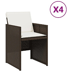 vidaXL Chaises de jardin avec coussins lot de 4 marron résine tressée