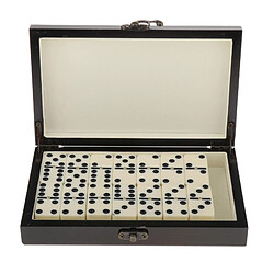 Prime Domino Ensemble avec En Bois Carry Case, Professionnel Voyage Tournoi Domino Ensemble avec des Points Noirs