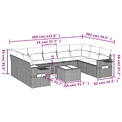 Avis vidaXL Salon de jardin 10 pcs avec coussins marron résine tressée