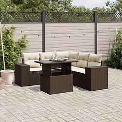 vidaXL Salon de jardin avec coussins 6 pcs marron résine tressée