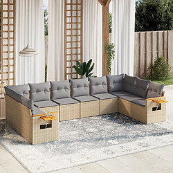 Maison Chic Salon de jardin avec coussins 10 pcs | Ensemble de Table et chaises | Mobilier d'Extérieur beige résine tressée -GKD59399