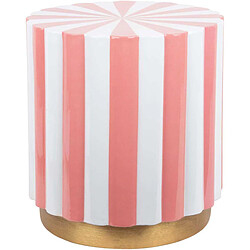 LEITMOTIV Tabouret en métal Candy Swirl rose.