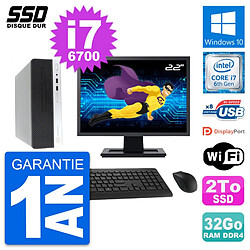 PC HP ProDesk 400 G4 SFF Ecran 22" Core i7-6700 RAM 32Go SSD 2To Windows 10 Wifi - Occasion