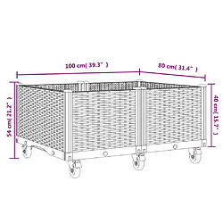 vidaXL Jardinière à roulettes marron 100x80x54 cm PP pas cher