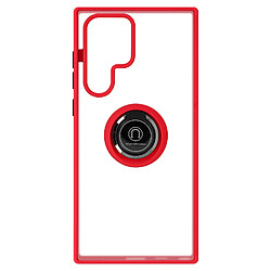 Avizar Coque Samsung Galaxy S22 Ultra Bi-matière Bague Métallique Support Vidéo rouge