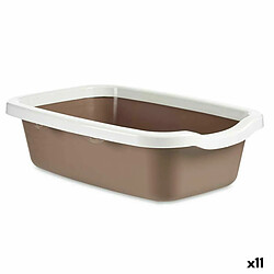 Mascow Bac à litière pour chats Blanc Beige Plastique 38 x 16 x 58,5 cm (11 Unités)