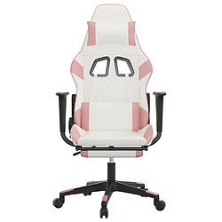 Avis vidaXL Chaise de jeu de massage avec repose-pied Blanc&amp;Rose Similicuir