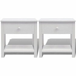 Helloshop26 Table de nuit chevet commode armoire meuble chambre 2 pcs bois blanc 1402070