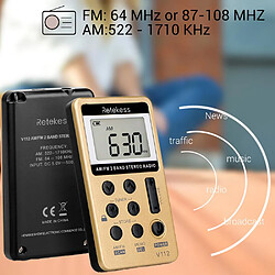 Acheter Universal V112 Mini radio de poche Récepteur radio FM AM 2 bandes Tuning numérique avec casque à batterie rechargeable F9202 | Radio de poche | Mini radio de poche et récepteur radio