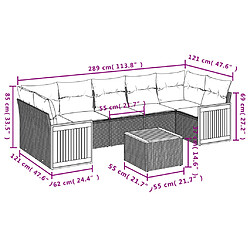 Acheter vidaXL Salon de jardin 8 pcs avec coussins noir résine tressée