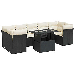 vidaXL Salon de jardin 8 pcs avec coussins noir résine tressée