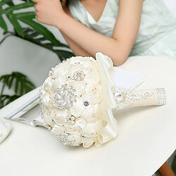 Wewoo Mariage tenant perle diamant fleurs blanc bouquet de mariée accessoires demoiselle d'honneur strass partie décoration de fournitures, diamètre: 20cm de lait