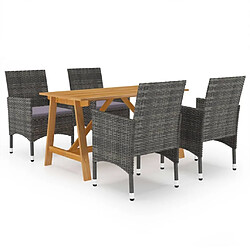 Salle à manger de jardin 5 pcs,Table et chaise à dîner Gris -MN34605