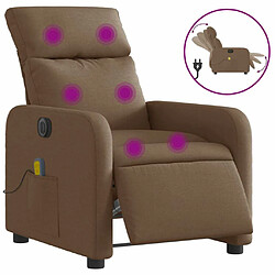 Maison Chic Fauteuil Relax pour salon, Fauteuil inclinable de massage électrique marron tissu -GKD35239