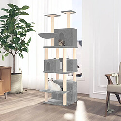 vidaXL Arbre à chat avec griffoirs en sisal Gris clair 180 cm