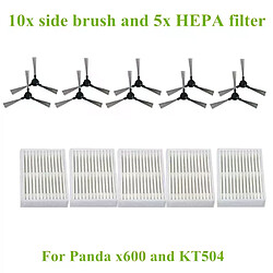 Brosse latérale robotique 10x + filtre HEPA 5x, pièces pour aspirateur Robot Panda X600 pet Panda x800 MUlTIFOOR Kitfort KT504