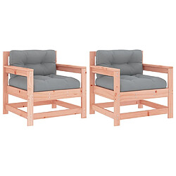 Maison Chic Lot de 2 Chaises de jardin,Fauteuil d'extérieur avec coussins bois massif douglas -MN29027