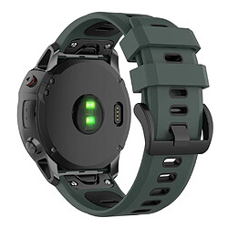 Bracelet en silicone bicolore, libération rapide 26mm, vert olive/noir pour votre Garmin Fenix 7X