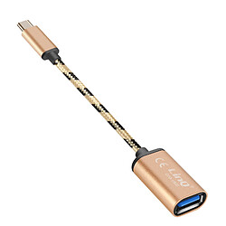 LinQ Câble adaptateur USB-C vers USB OTG 15cm Dorée