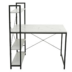 Acheter Decoshop26 Bureau avec étagère table pour ordinateur 100 x 60 cm métal MDF aspect marbre blanc 04_0006014