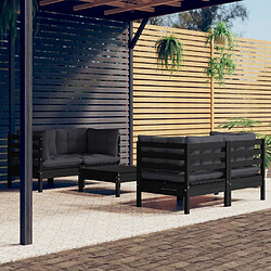 vidaXL Salon de jardin 5 pcs avec coussins anthracite bois de pin