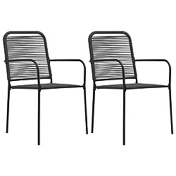 vidaXL Chaises de jardin lot de 2 Corde en coton et acier Noir 