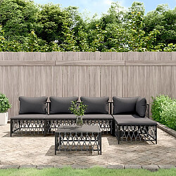 vidaXL Salon de jardin avec coussins 6 pcs anthracite acier