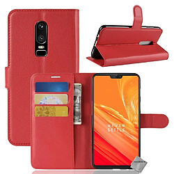 Htdmobiles Housse etui portefeuille pour OnePlus 6 + film ecran - ROUGE