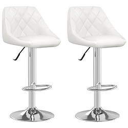 vidaXL Tabourets de bar lot de 2 blanc similicuir