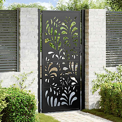 vidaXL Portail de jardin noir 105x205 cm acier conception de vagues