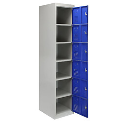 Acheter Monstershop Casier Rangement 6 Portes Métal Bleu