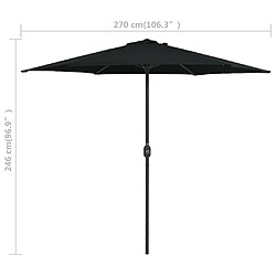 vidaXL Parasol de jardin et mât en aluminium 270x246 cm Noir pas cher