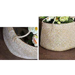 Acheter 2pcs Panier De Ventre Tissé Naturel Sac De Rangement De Linge De Jardinière Tissé à La Main